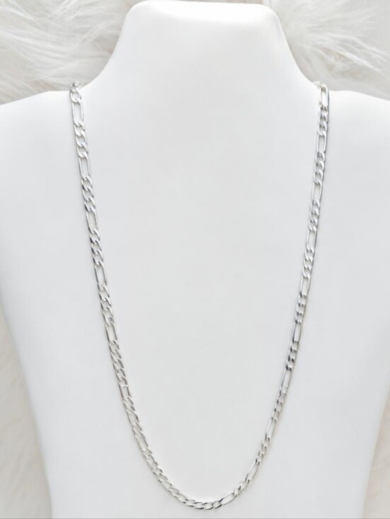 No Brand Other - NEW 5mm Figaro Chain Necklace Size 20" Silver Plated Mens Woman Teen